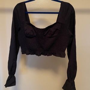Black Peasant + Milkmaid Crop Top